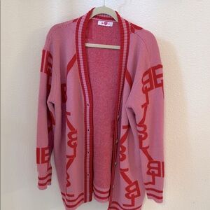 BuddyLove Varsity pink and red cardigan